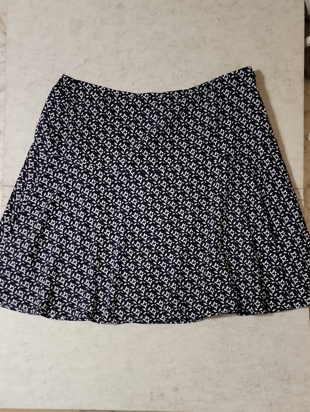 Lauren Ralph Lauren Navy Blue Geometric Print A Line Skirt Plus Size 20W